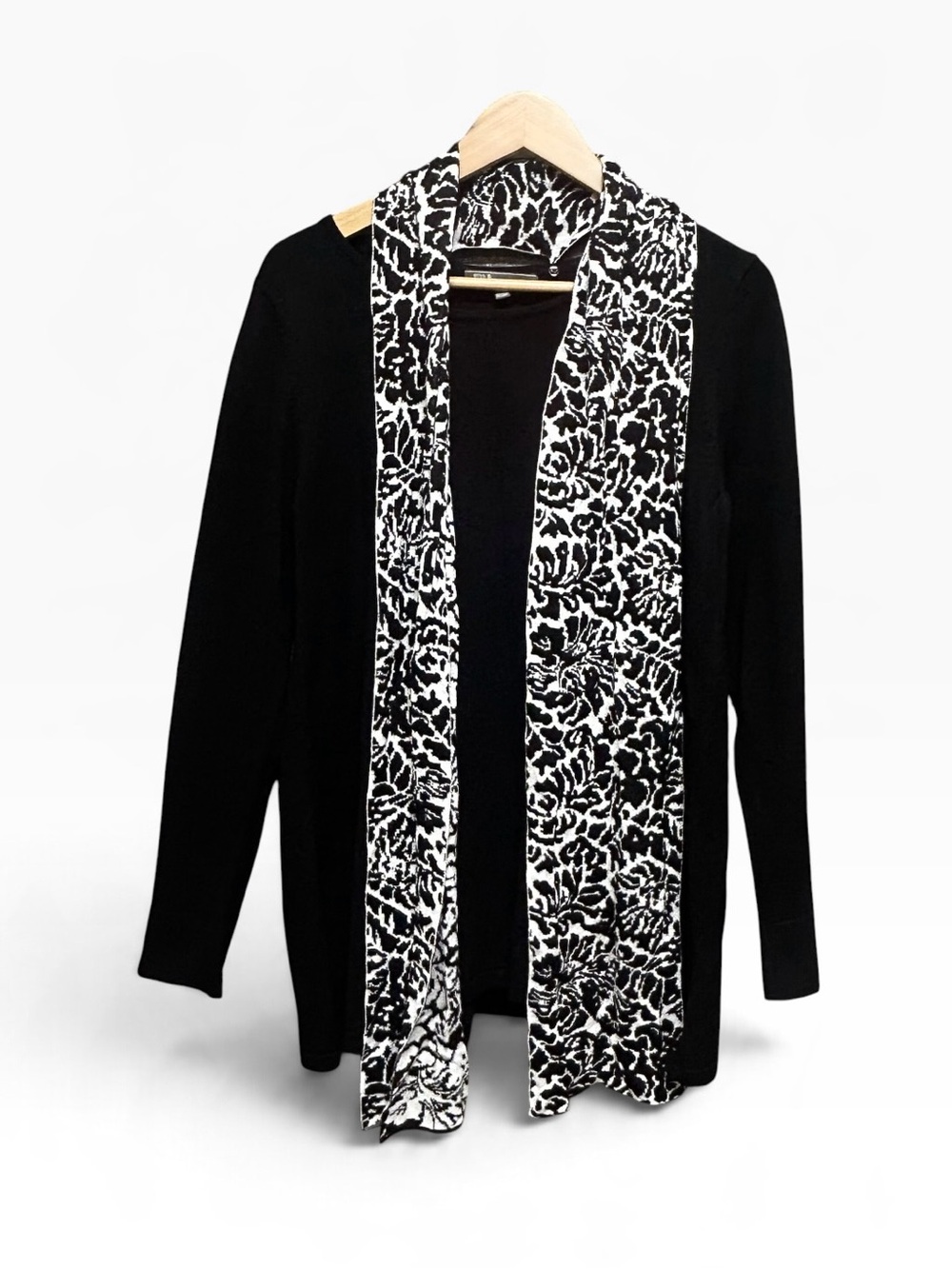 89th & Madison Black Knit Top Detachable Scarf Size L
